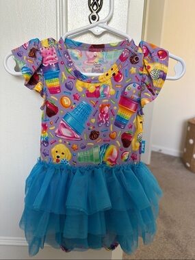 Lisa Frank Posh Peanut Pastel Rainbow Ice Cream Print Romper